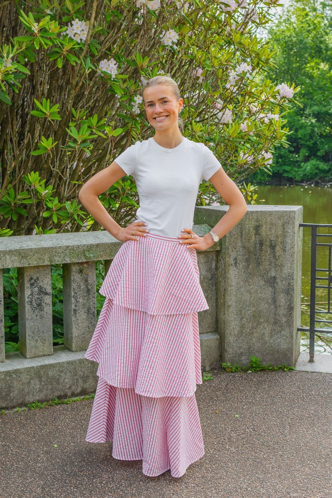 Seersucker Flounce Skirt Pink Stripe | Skjørt | Smuk