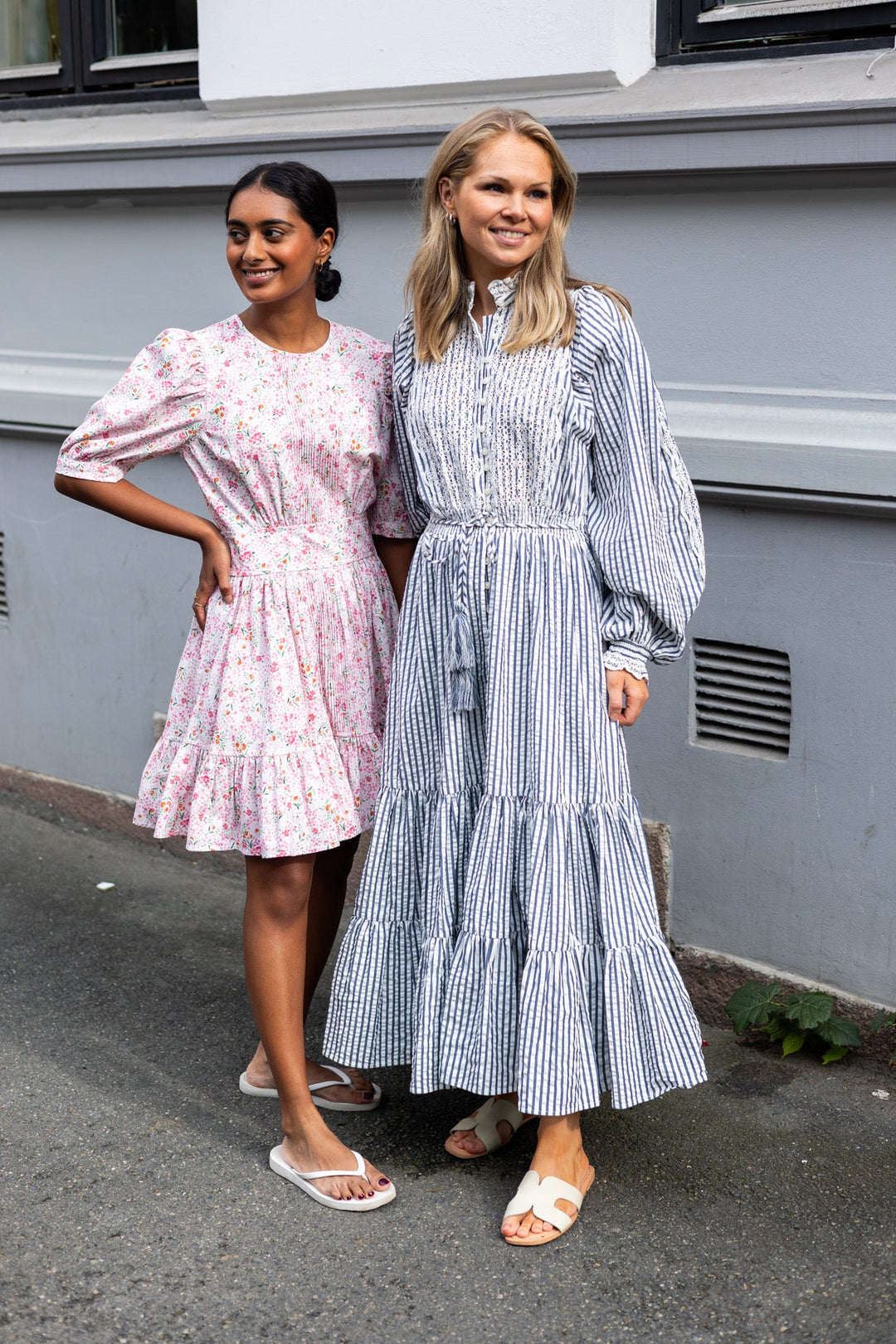 Seersucker Midi Dress Blue Stripe | Kjoler | Smuk - Dameklær på nett