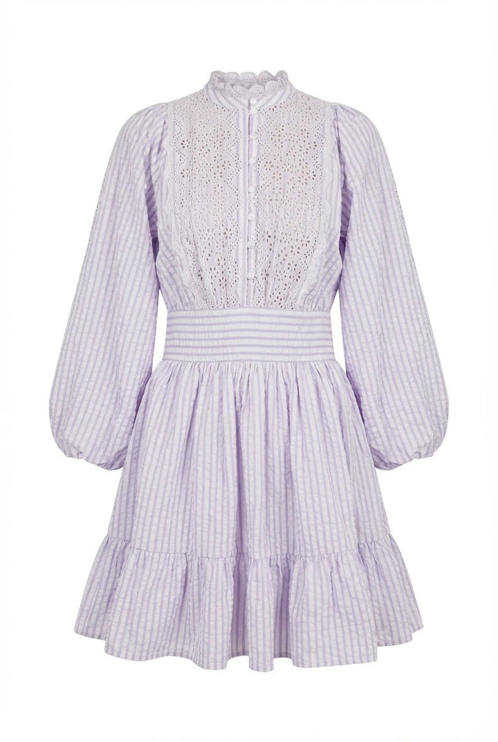 Seersucker Mini Dress Lilac Stripe | Kjoler | Smuk