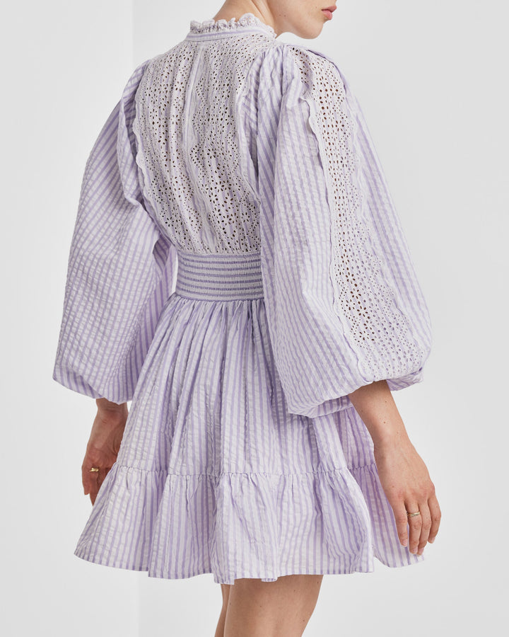 Seersucker Mini Dress Lilac Stripe | Kjoler | Smuk