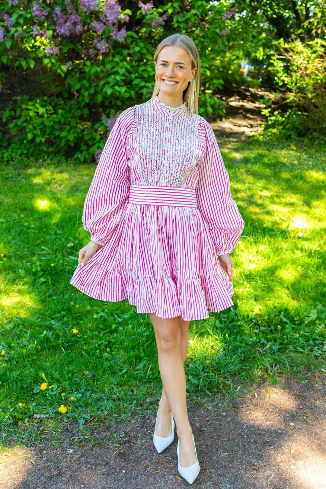 Seersucker Mini Dress Pink Stripe | Kjoler | Smuk