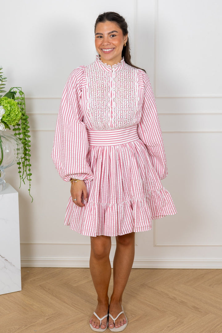 Seersucker Mini Dress Pink Stripe | Kjoler | Smuk