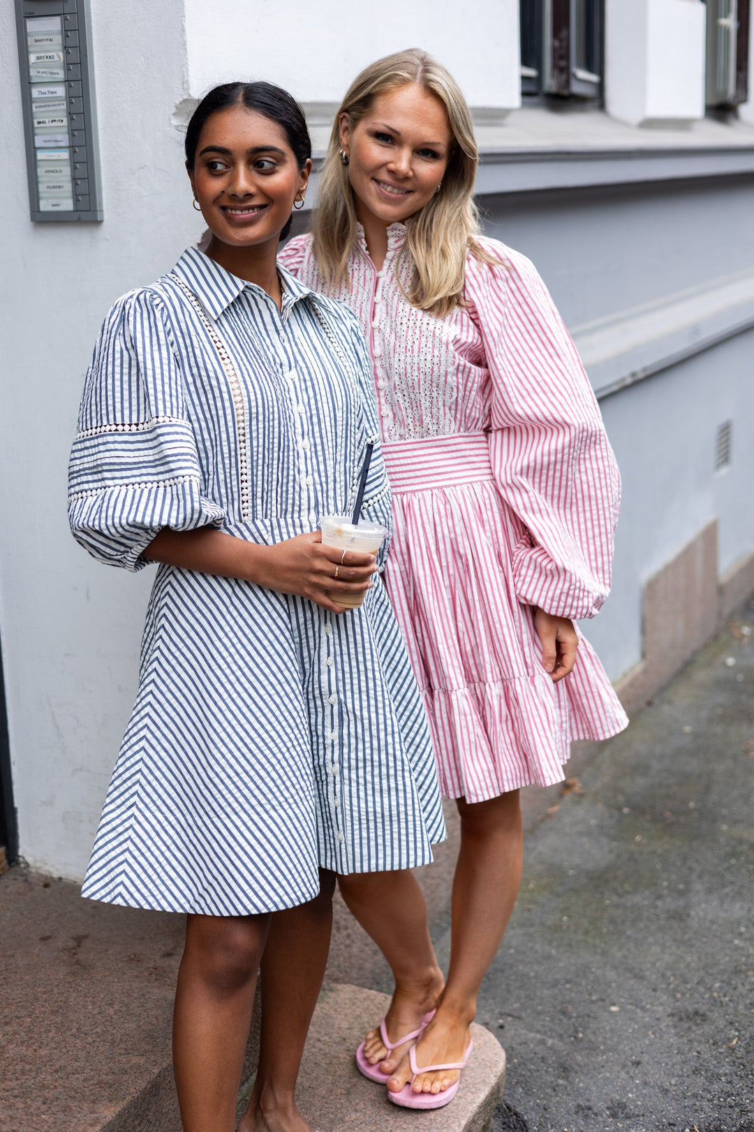 Seersucker Mini Dress Pink Stripe | Kjoler | Smuk - Dameklær på nett
