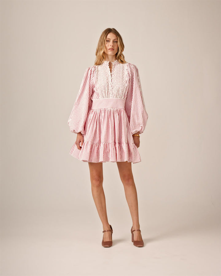 Seersucker Mini Dress Pink Stripe | Kjoler | Smuk - Dameklær på nett
