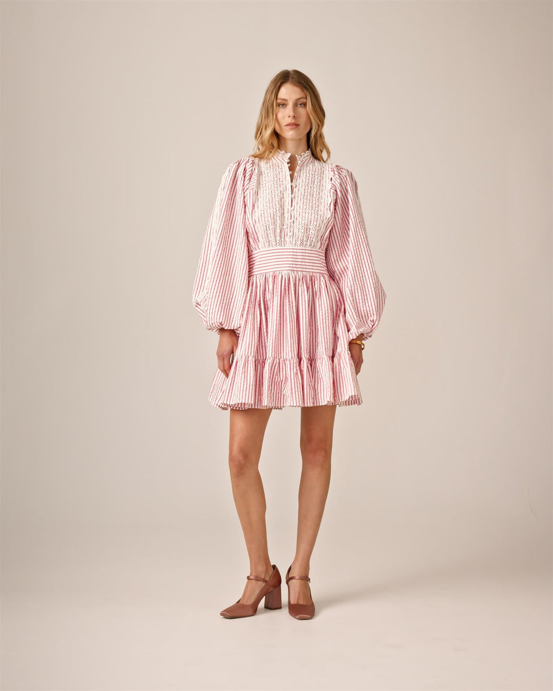 Seersucker Mini Dress Pink Stripe | Kjoler | Smuk - Dameklær på nett