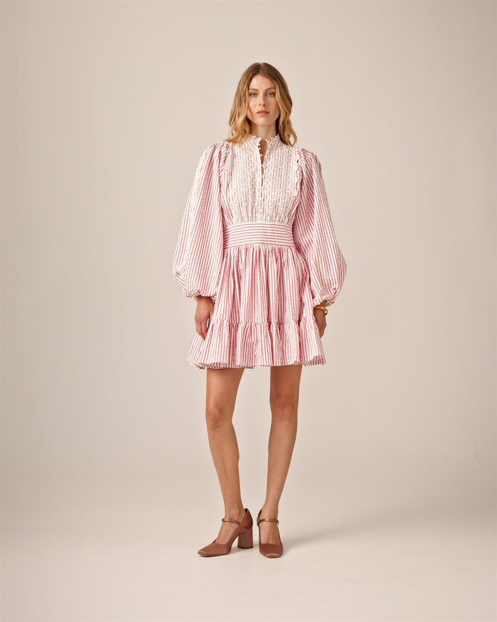 Seersucker Mini Dress Pink Stripe | Kjoler | Smuk - Dameklær på nett