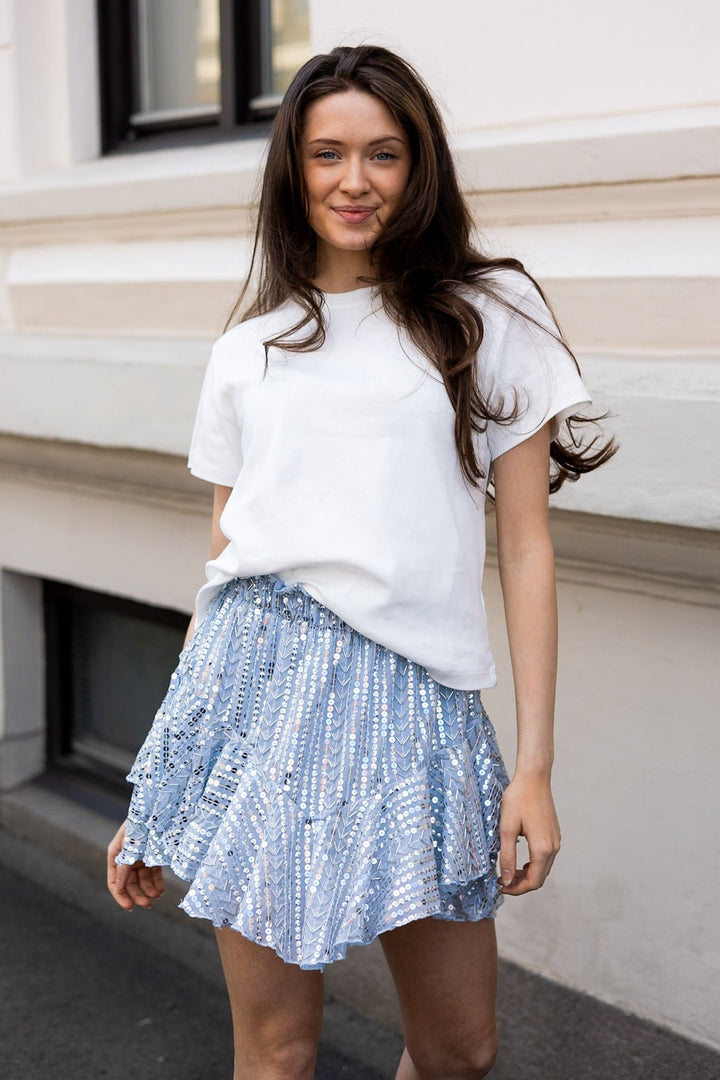 Sequin Skirt Shorts Icy Blue & Silver | Skjørt | Smuk - Dameklær på nett