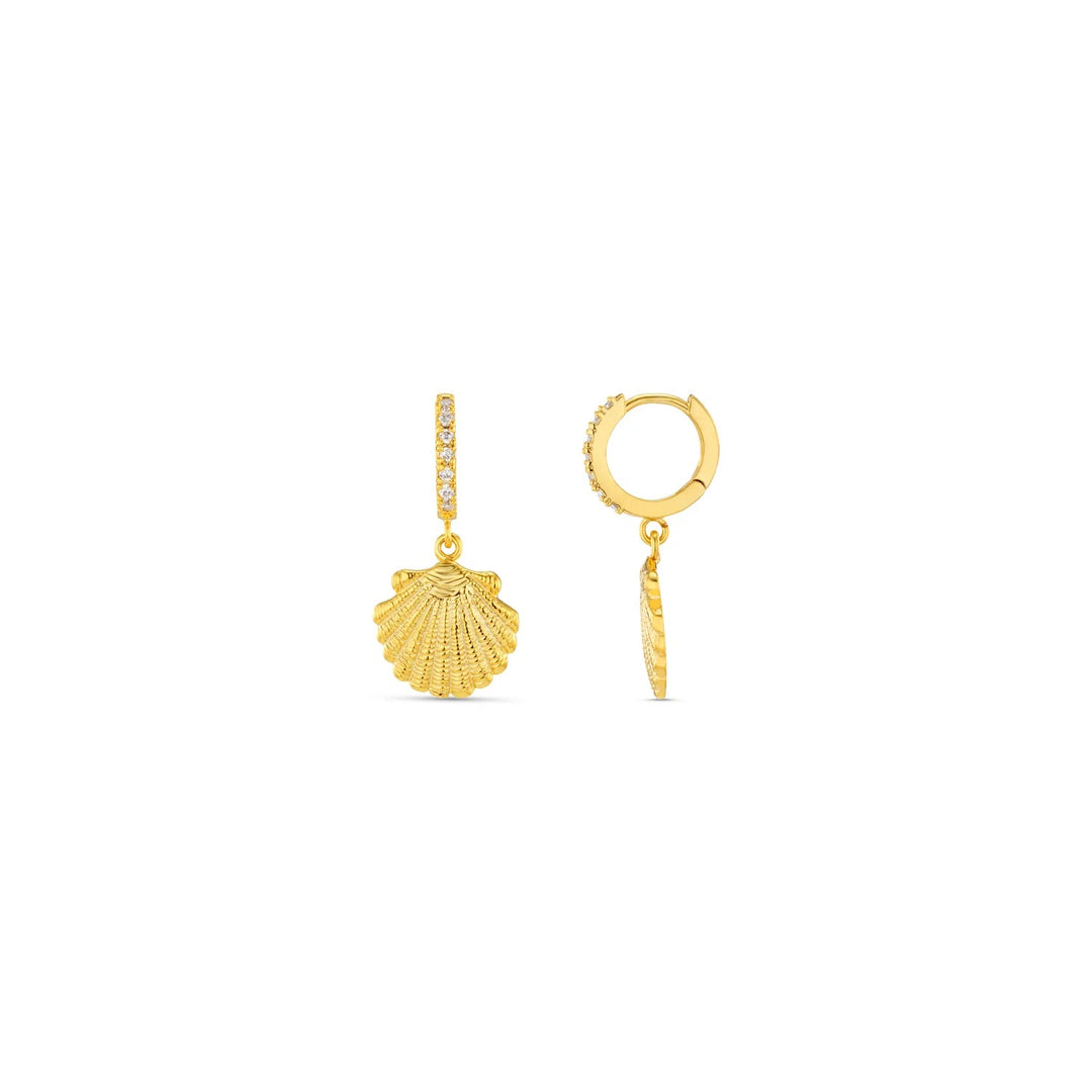 Shell Pave Huggie Hoop Pale Gold | Accessories | Smuk - Dameklær på nett