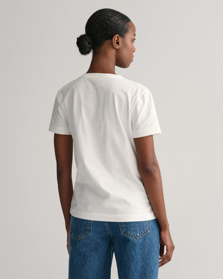 Shield V-Neck T-Shirt White | Skjorter og bluser | Smuk - Dameklær på nett