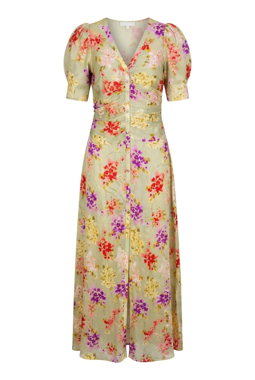 Shiny Button-Down Dress Vintage Bouquet | Kjoler | Smuk