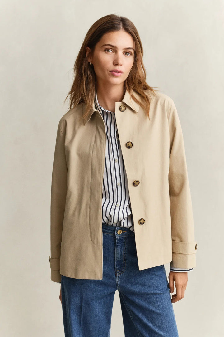 Short Cotton Blend Car Coat Oat Beige | Yttertøy | Smuk