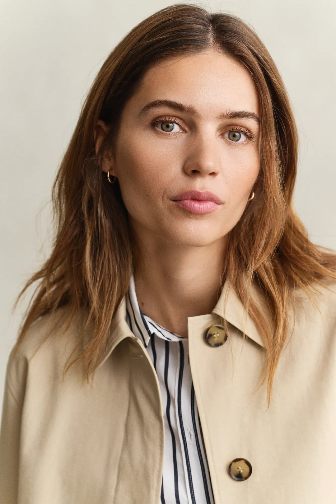 Short Cotton Blend Car Coat Oat Beige | Yttertøy | Smuk