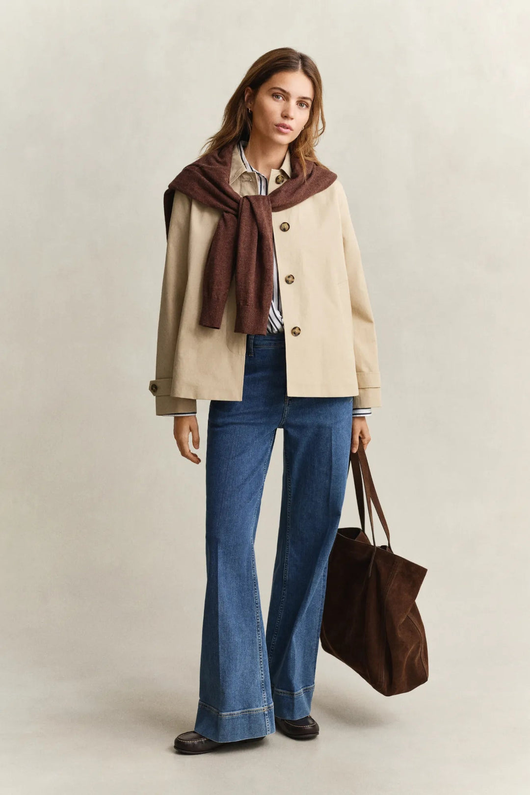 Short Cotton Blend Car Coat Oat Beige | Yttertøy | Smuk