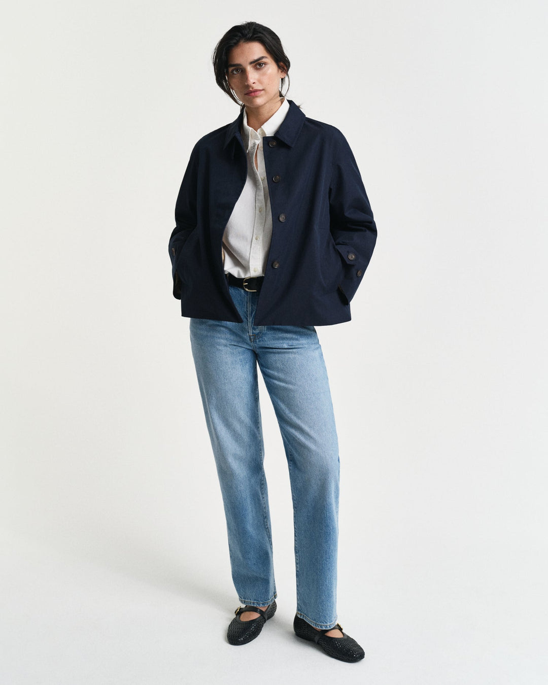 Short Cotton Car Coat Evening Blue | Yttertøy | Smuk - Dameklær på nett
