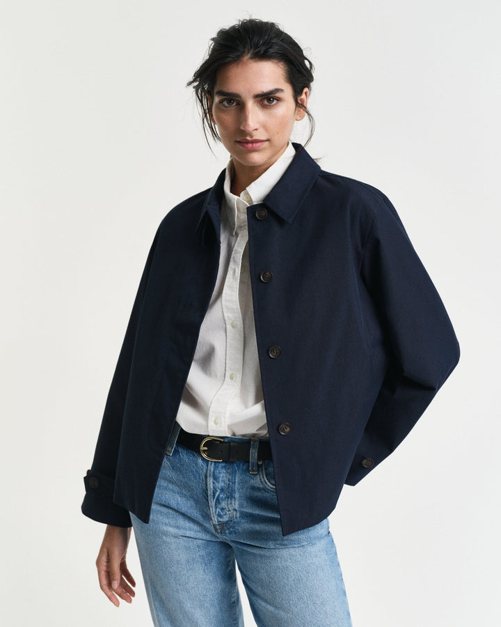 Short Cotton Car Coat Evening Blue | Yttertøy | Smuk - Dameklær på nett