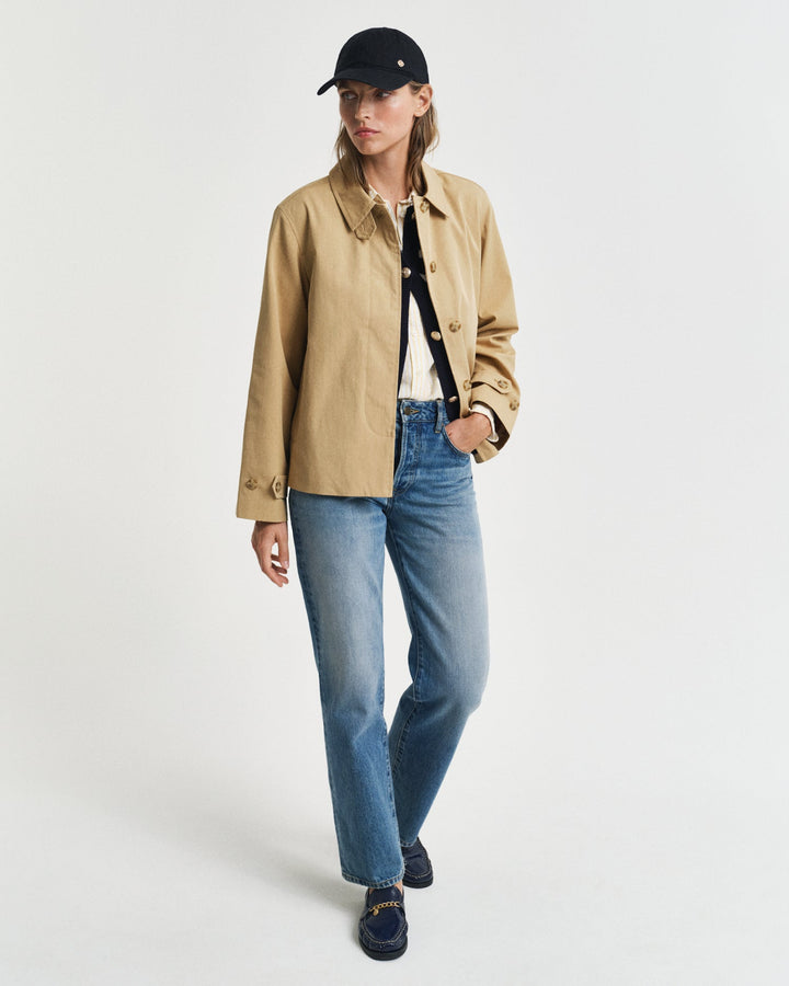 Short Cotton Car Coat Oak Beige | Yttertøy | Smuk - Dameklær på nett