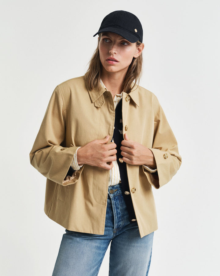 Short Cotton Car Coat Oak Beige | Yttertøy | Smuk - Dameklær på nett