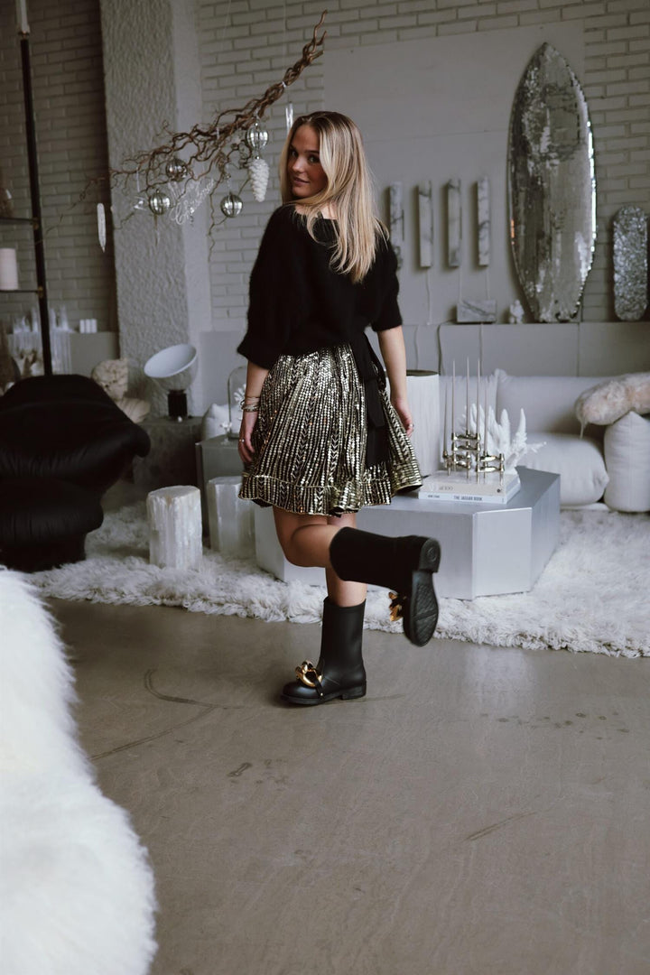 Short Sequin Skirt Black & Gold | Skjørt | Confettibird | Smuk