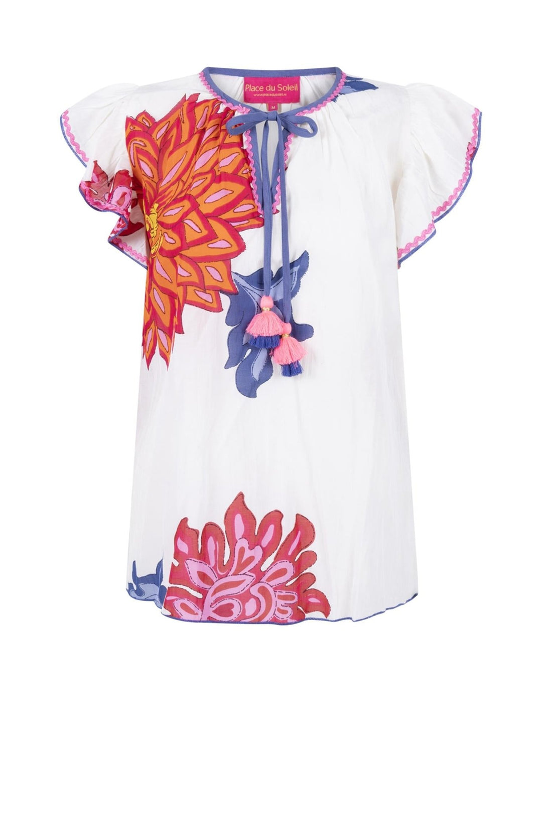 Short Sleeve Blouse Big Flower White | Skjorter og bluser | Smuk