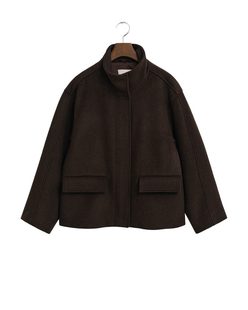 Short Wool Zip Jacket Deep Brown | Yttertøy | Smuk - Dameklær på nett