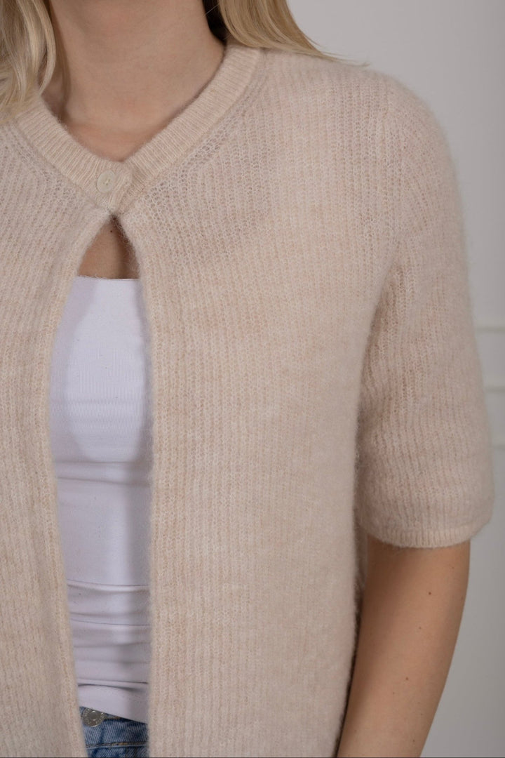 Sia Ras 2/4 Rib Knit Cardigan Birch Melange | Genser | Smuk - Dameklær på nett