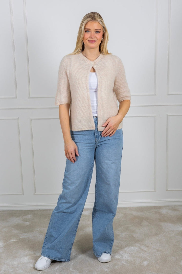 Sia Ras 2/4 Rib Knit Cardigan Birch Melange | Genser | Smuk - Dameklær på nett