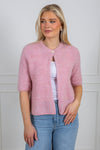 Sia Ras 2/4 Rib Knit Cardigan Bleached Mauve Melange