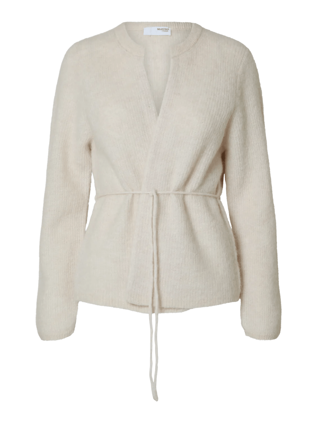 Sia Ras Ls Knit Belt Cardigan Birch Melange | Genser | Smuk - Dameklær på nett