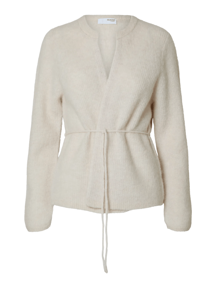 Sia Ras Ls Knit Belt Cardigan Birch Melange | Genser | Smuk - Dameklær på nett