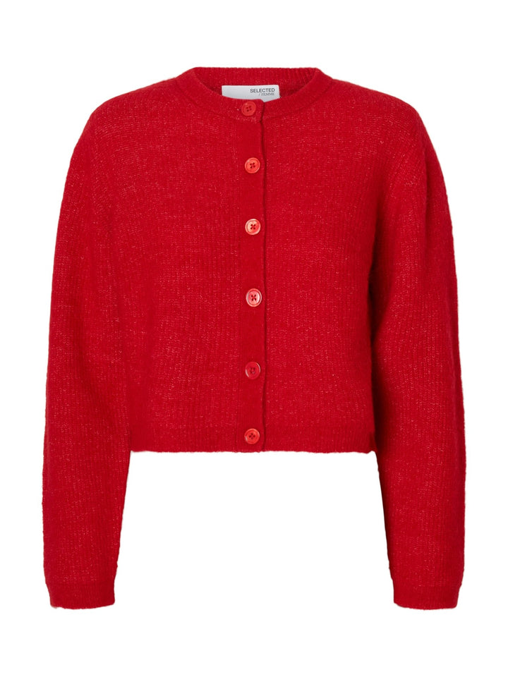 Sia Ras Ls Knit Cropped Cardigan Equestrian Red | Genser | Smuk - Dameklær på nett