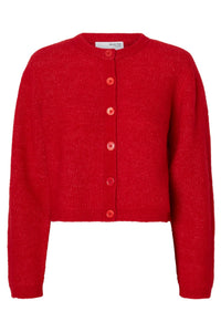 Sia Ras Ls Knit Cropped Cardigan Equestrian Red