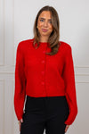 Sia Ras Ls Knit Cropped Cardigan Equestrian Red