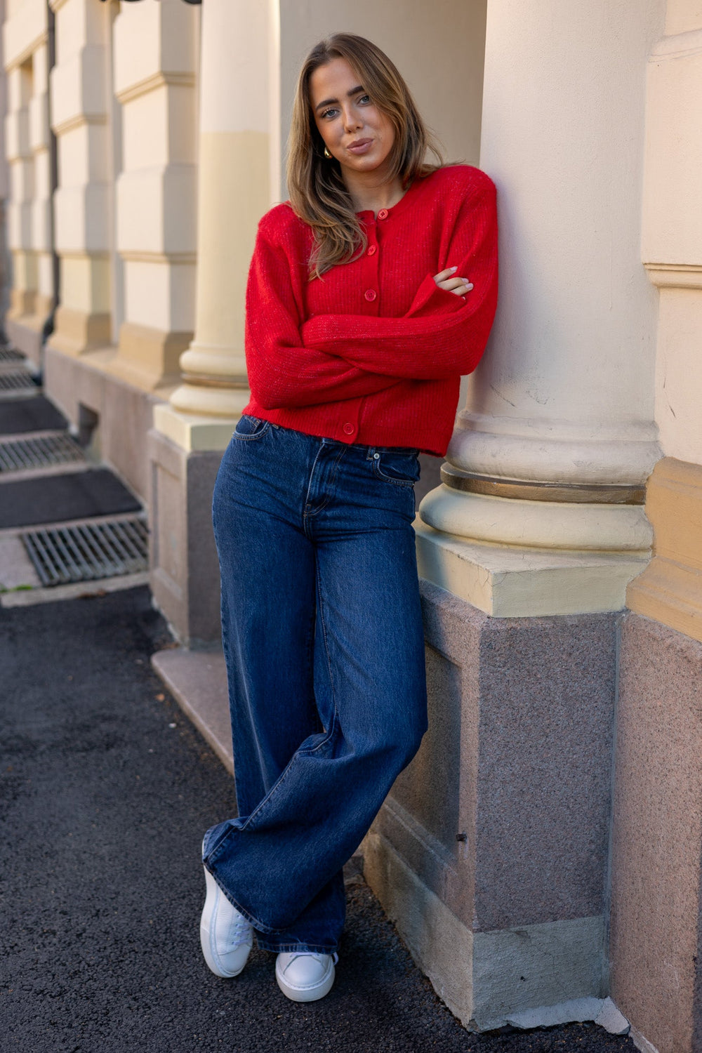 Sia Ras Ls Knit Cropped Cardigan Equestrian Red | Genser | Smuk - Dameklær på nett