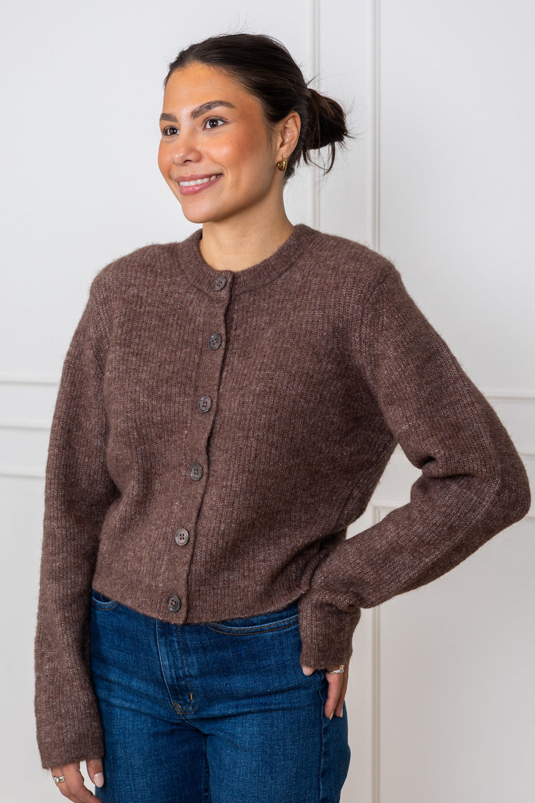 Sia Ras Ls Knit Cropped Cardigan Fungi | Genser | Smuk