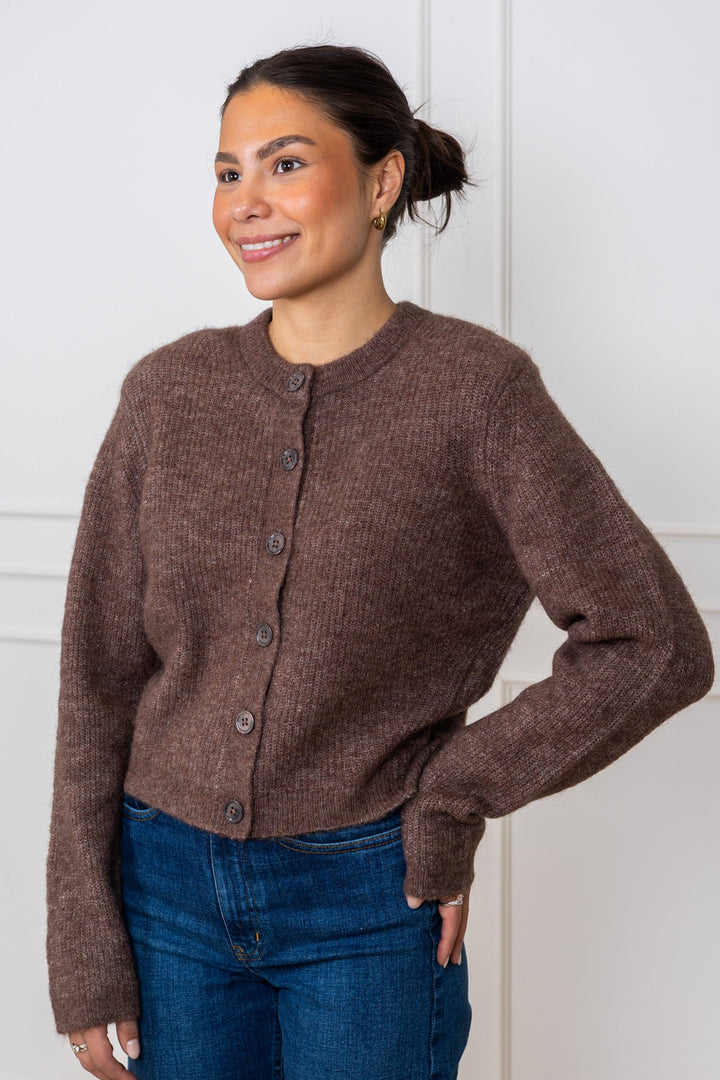 Sia Ras Ls Knit Cropped Cardigan Fungi | Genser | Smuk