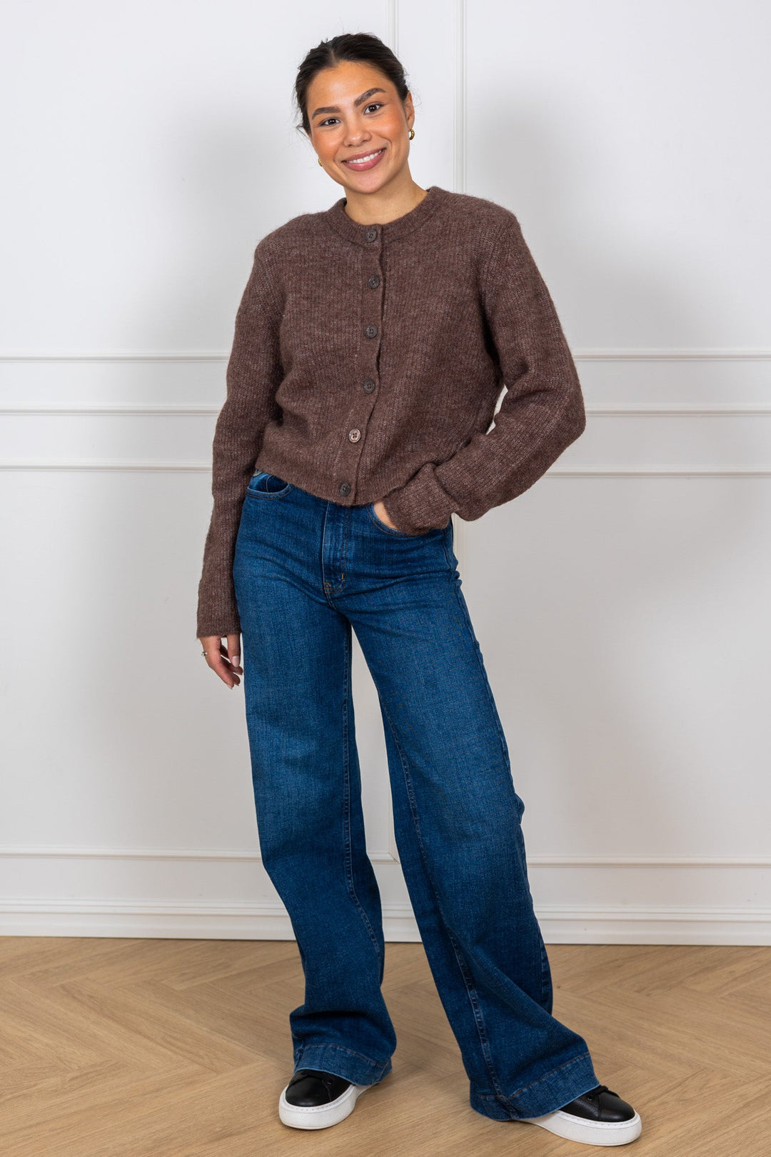 Sia Ras Ls Knit Cropped Cardigan Fungi | Genser | Smuk