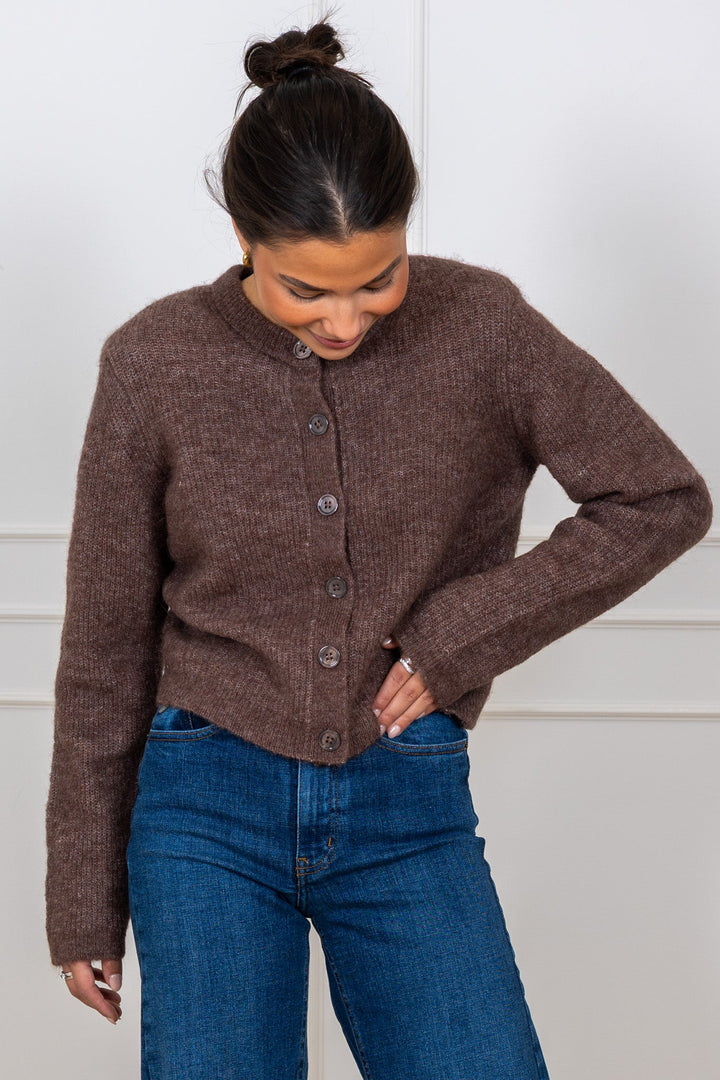 Sia Ras Ls Knit Cropped Cardigan Fungi | Genser | Smuk