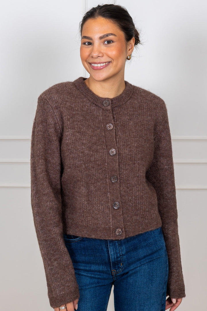 Sia Ras Ls Knit Cropped Cardigan Fungi | Genser | Smuk