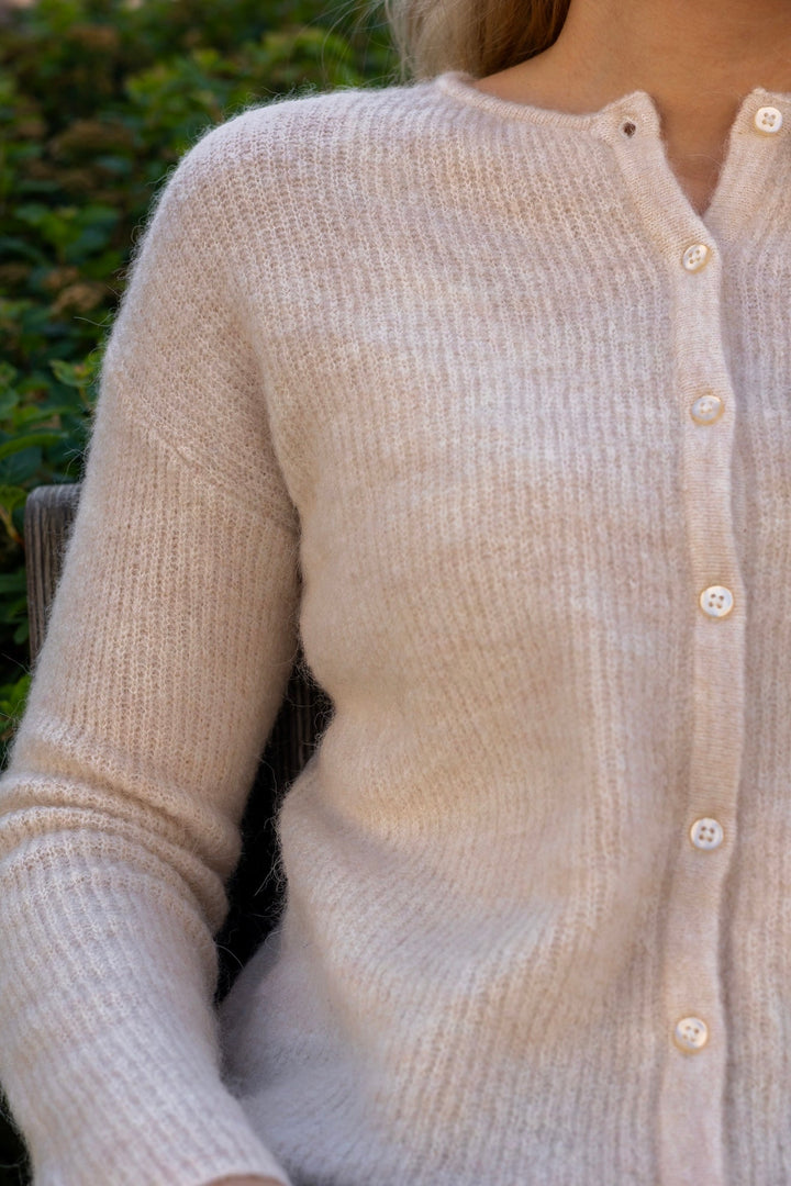 Sia Ras Ls Knit O - Neck Cardigan Birch Melange | Genser | Smuk - Dameklær på nett