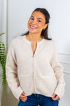 Sia Ras Ls Knit Short Cardigan Birch