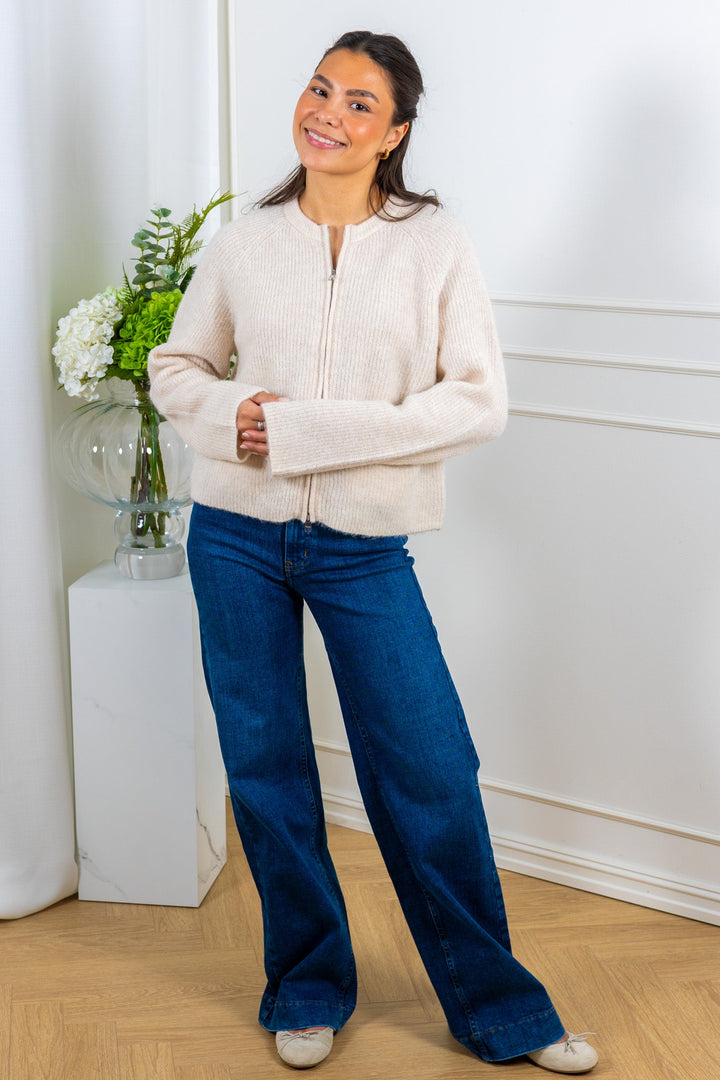 Sia Ras Ls Knit Short Cardigan Birch | Genser | Smuk