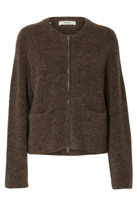 Sia Ras Ls Knit Short Cardigan Chocolate Chip