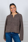 Sia Ras Ls Knit Short Cardigan Chocolate Chip