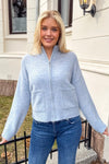 Sia Ras Ls Knit Zipper Cardigan Cashmere Blue Melange
