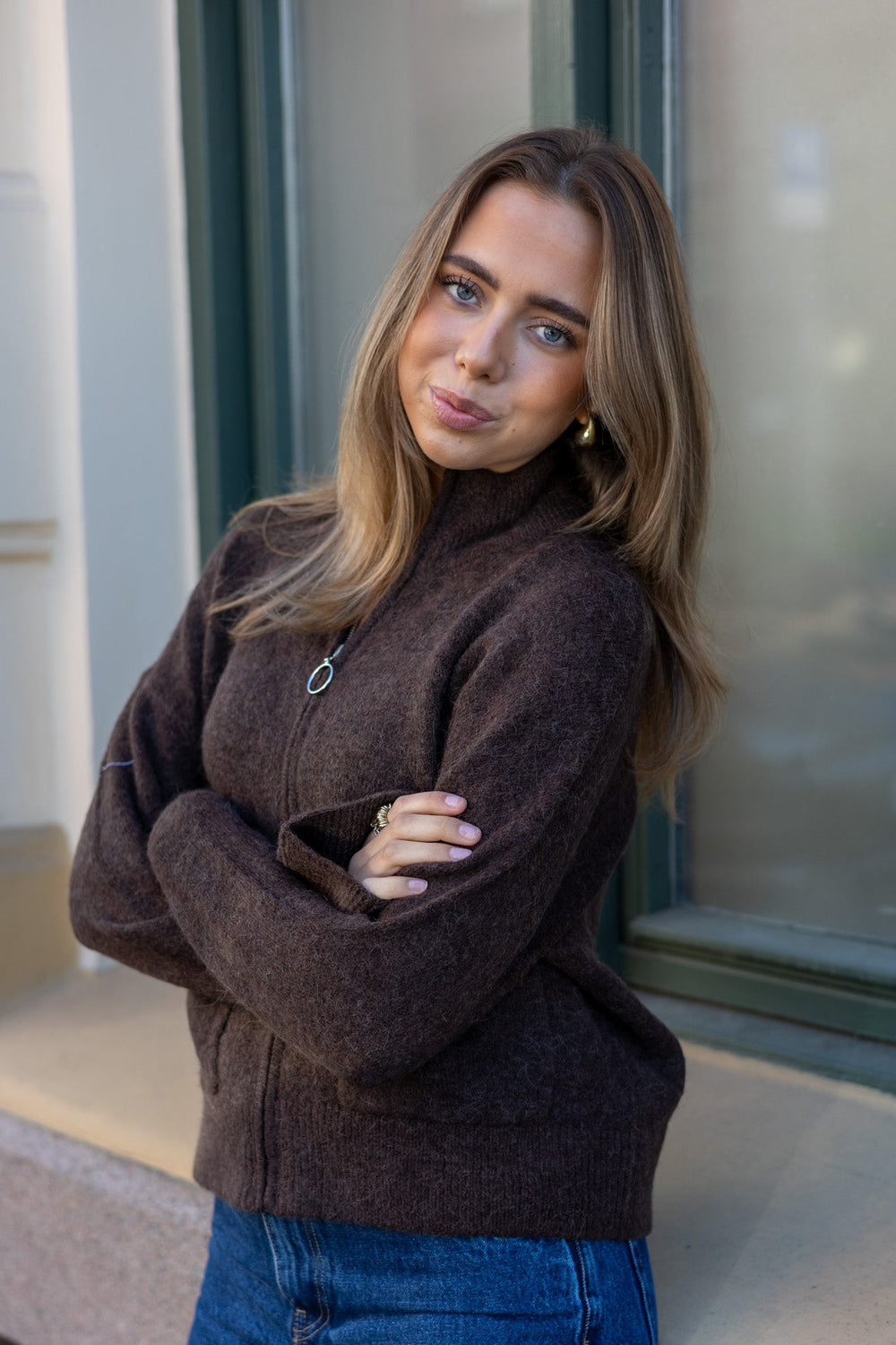 Sia Ras Ls Knit Zipper Cardigan Delicioso Melange | Genser | Smuk - Dameklær på nett