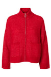 Sia Ras Ls Knit Zipper Cardigan Equestrian Red Melange