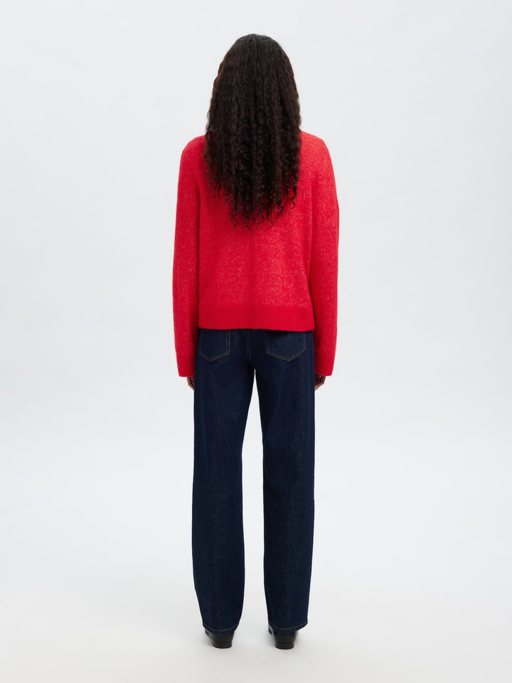 Sia Ras Ls Knit Zipper Cardigan Equestrian Red Melange | Genser | Smuk - Dameklær på nett