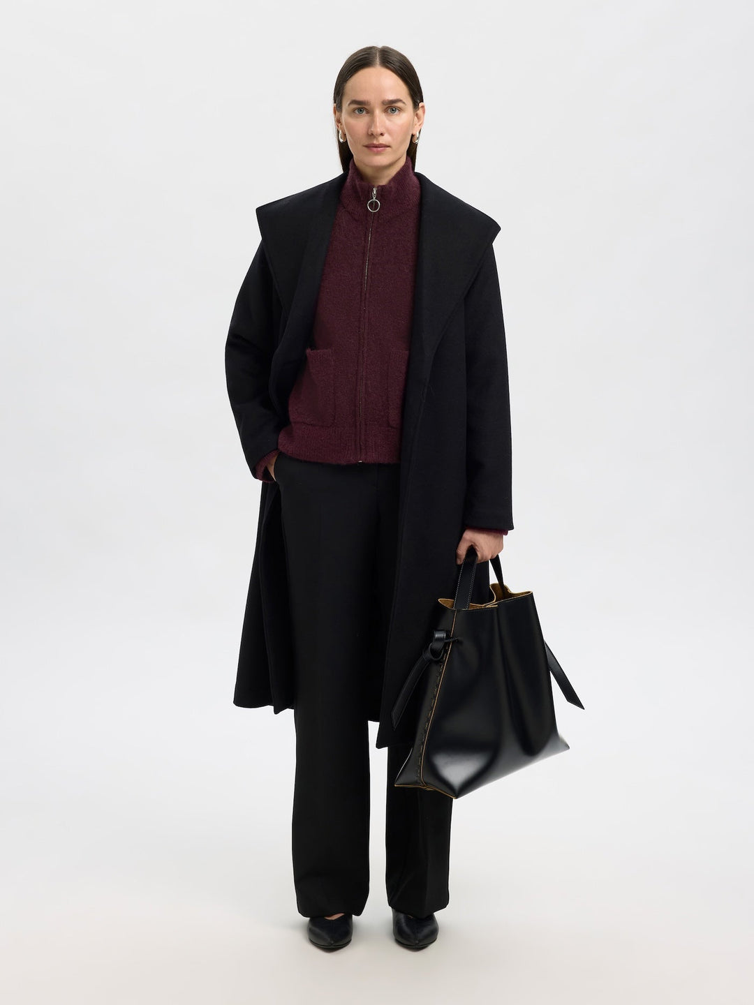Sia Ras Ls Knit Zipper Cardigan Fig Melange | Genser | Smuk - Dameklær på nett