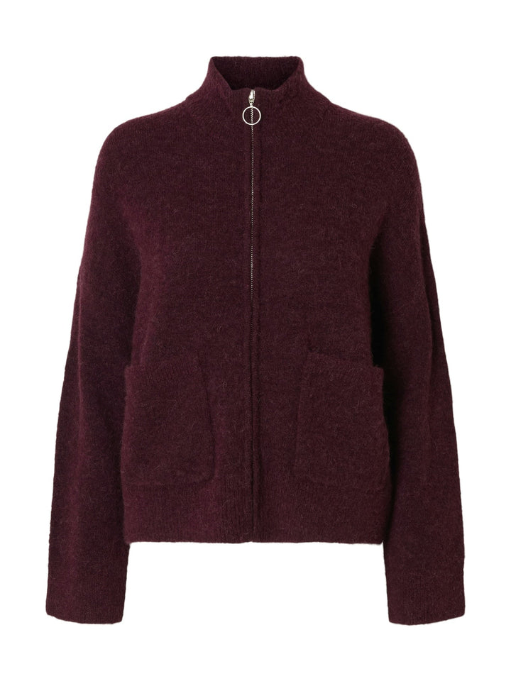 Sia Ras Ls Knit Zipper Cardigan Fig Melange | Genser | Smuk - Dameklær på nett