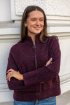 Sia Ras Ls Knit Zipper Cardigan Fig Melange